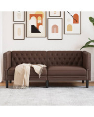 Canapé à 2 places Chesterfield marron similicuir | Mobilier & Déco