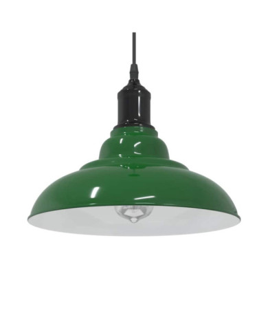 Lampe suspendue réglable hauteur E27 vert brillant Ø 31cm métal | Mobilier & Déco