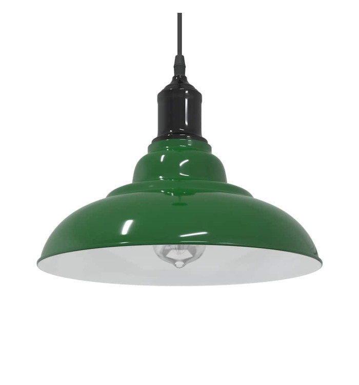 Lampe suspendue réglable hauteur E27 vert brillant Ø 31cm métal | Mobilier & Déco