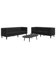 Ensemble de canapé Chesterfield 2 pcs noir similicuir | Mobilier & Déco