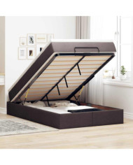  Cadre de lit ottoman avec matelas marron foncé 120x190 cm tissu | Mobilier & Déco