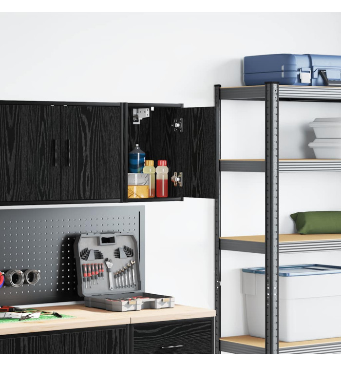 Armoire murale de garage noir bois d'ingénierie | Mobilier & Déco