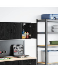 Armoire murale de garage noir bois d'ingénierie | Mobilier & Déco