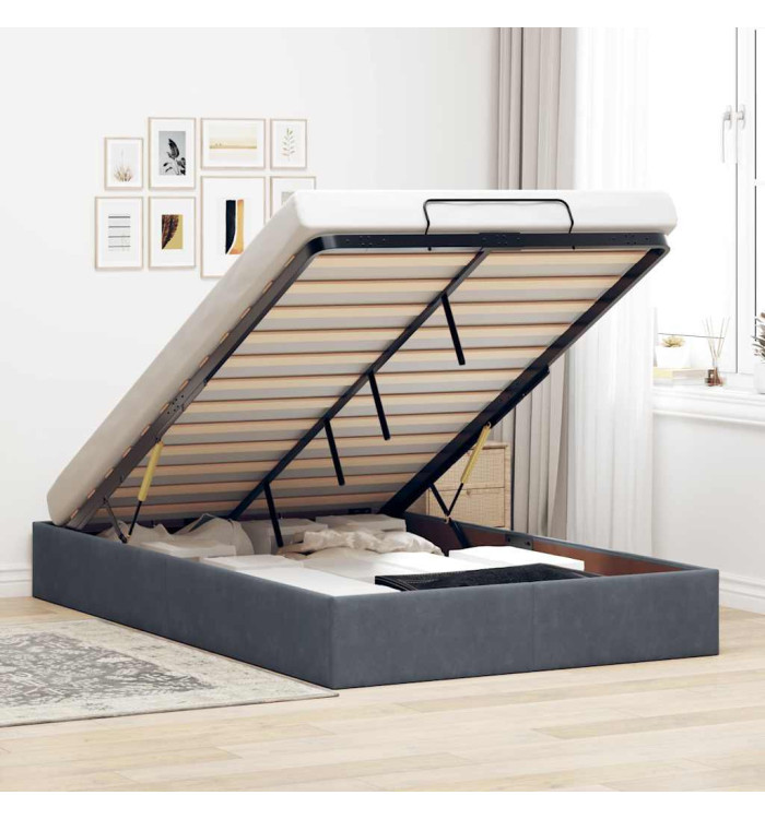 Cadre de lit ottoman sans matelas gris foncé 120x200 cm velours | Mobilier & Déco