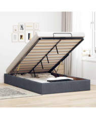 Cadre de lit ottoman sans matelas gris foncé 120x200 cm velours | Mobilier & Déco