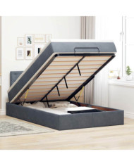 Cadre de lit ottoman et matelas gris foncé 120x200 cm velours | Mobilier & Déco