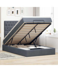 Cadre de lit ottoman et matelas gris foncé 120x200 cm velours | Mobilier & Déco