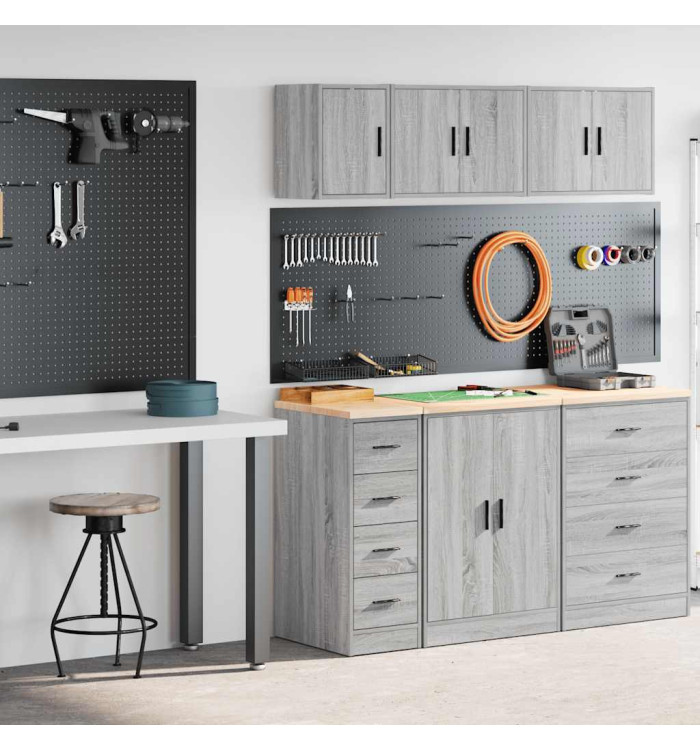 Armoires de garage 2 pcs sonoma gris bois d'ingénierie | Mobilier & Déco