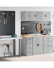Armoires de garage 2 pcs sonoma gris bois d'ingénierie | Mobilier & Déco