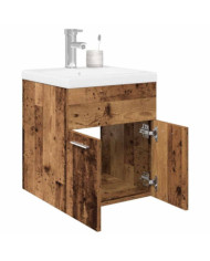 Meuble lavabo avec bassin et robinet intégrés vieux bois | Mobilier & Déco