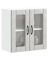 Armoire murale de cuisine avec porte en verre Lucca gris béton | Mobilier & Déco