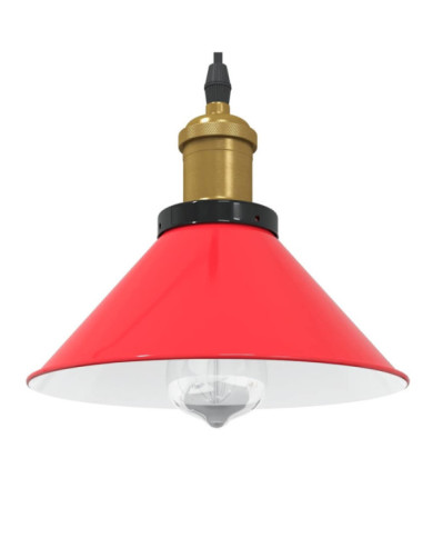 Lampe suspendue réglable hauteur E27 rouge brillant Ø22cm métal | Mobilier & Déco