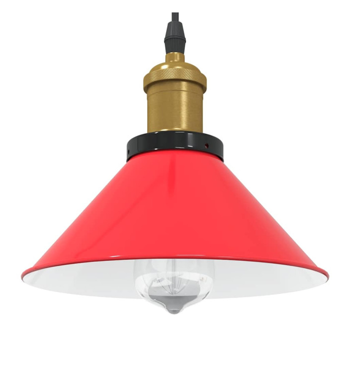 Lampe suspendue réglable hauteur E27 rouge brillant Ø22cm métal | Mobilier & Déco