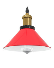 Lampe suspendue réglable hauteur E27 rouge brillant Ø22cm métal | Mobilier & Déco