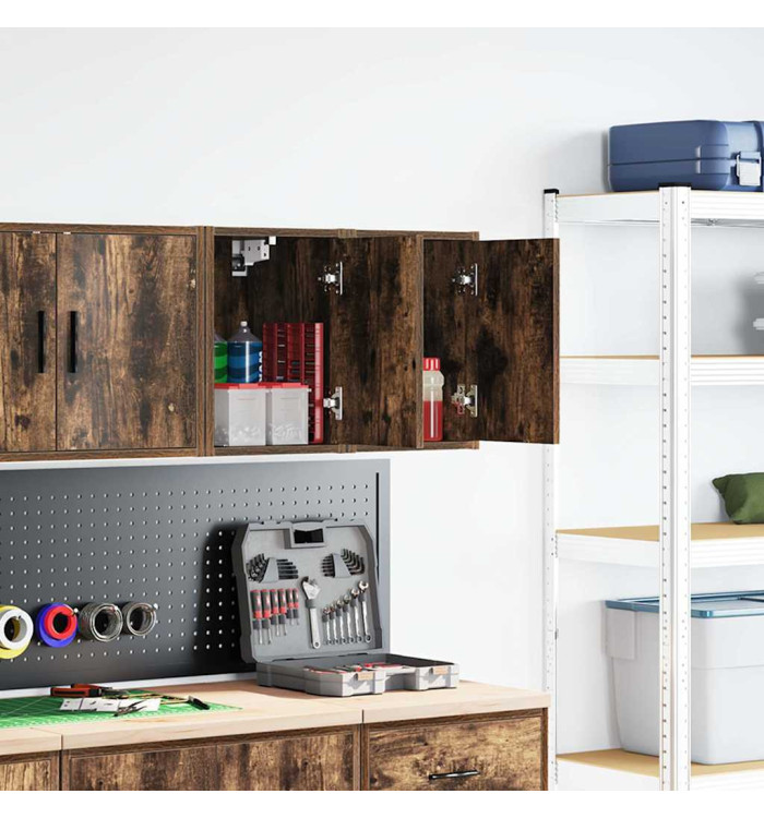 Armoires murales de garage 2 pcs chêne fumé bois d'ingénierie | Mobilier & Déco