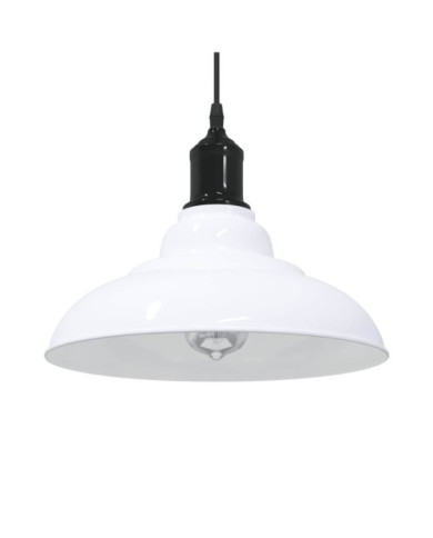 Lampe suspendue réglable hauteur E27 blanc brillant Ø31cm métal | Mobilier & Déco