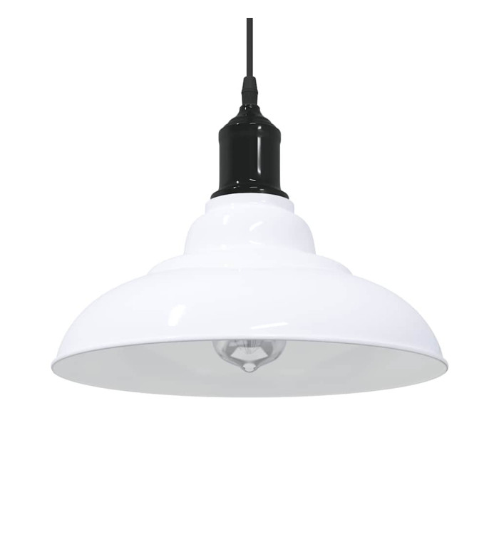 Lampe suspendue réglable hauteur E27 blanc brillant Ø31cm métal | Mobilier & Déco