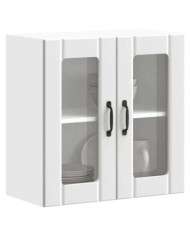 Armoire murale de cuisine avec porte en verre Lucca blanc | Mobilier & Déco