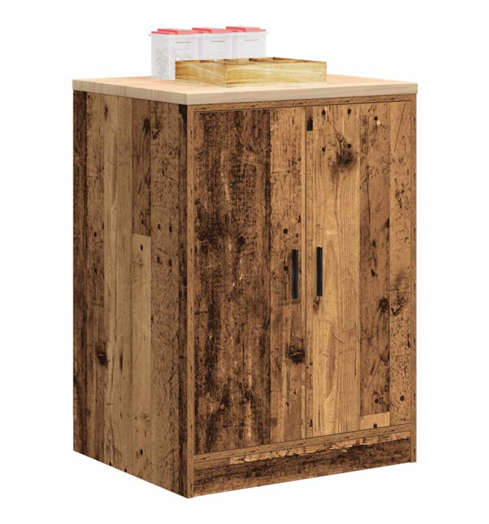 Armoire de rangement de garage vieux bois 60x51x85 cm bois pin | Mobilier & Déco