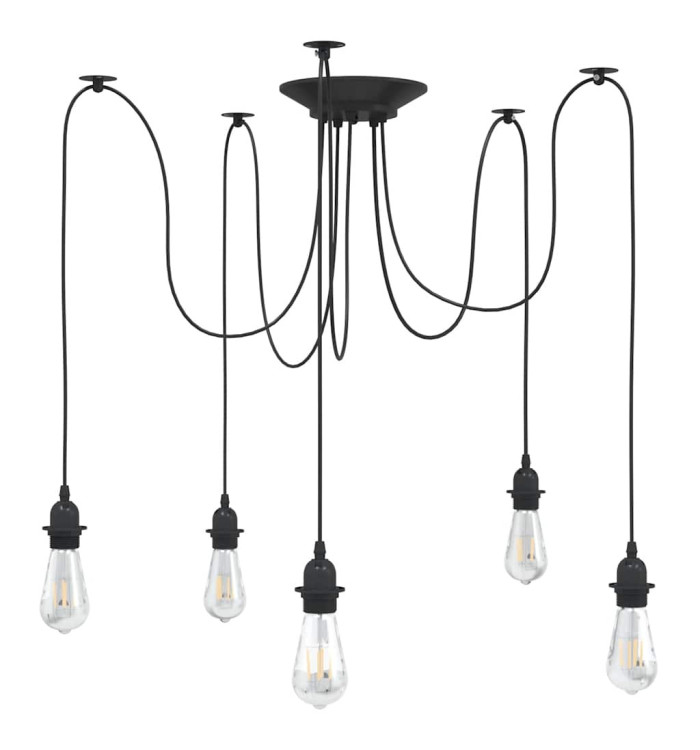  Lampe suspendue avec 5 porte-lampes E27 noir métal | Mobilier & Déco