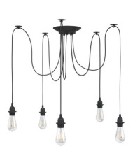  Lampe suspendue avec 5 porte-lampes E27 noir métal | Mobilier & Déco