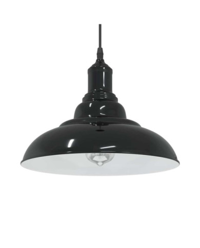 Lampe suspendue réglable hauteur E27 noir brillant Ø 31cm métal | Mobilier & Déco