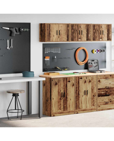 Armoires de garage 2 pcs vieux bois bois d'ingénierie | Mobilier & Déco
