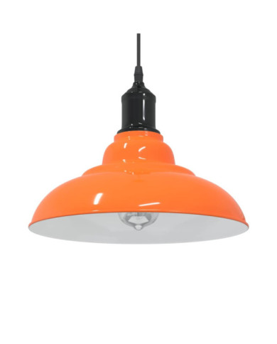 Lampe suspendue réglable hauteur E27 orange brillant métal | Mobilier & Déco