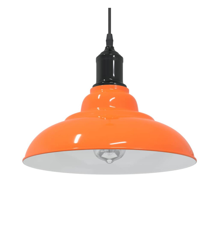 Lampe suspendue réglable hauteur E27 orange brillant métal | Mobilier & Déco