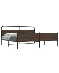 Cadre de lit en métal sans matelas chêne marron 193x203 cm | Mobilier & Déco