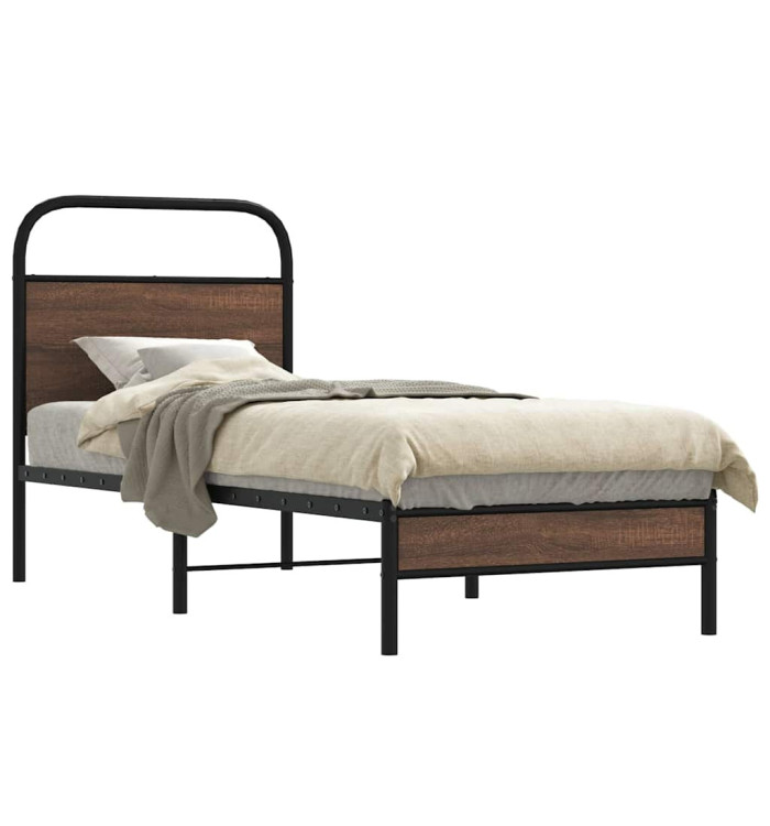 Cadre de lit sans matelas 80x200cm chêne marron bois ingénierie | Mobilier & Déco