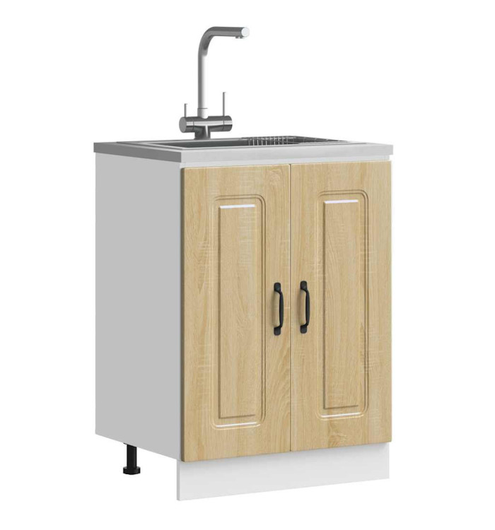 Meuble bas pour évier Kalmar chêne sonoma bois d'ingénierie | Mobilier & Déco