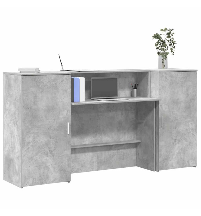 Bureau de réception gris béton 200x50x103,5cm bois d'ingénierie | Mobilier & Déco
