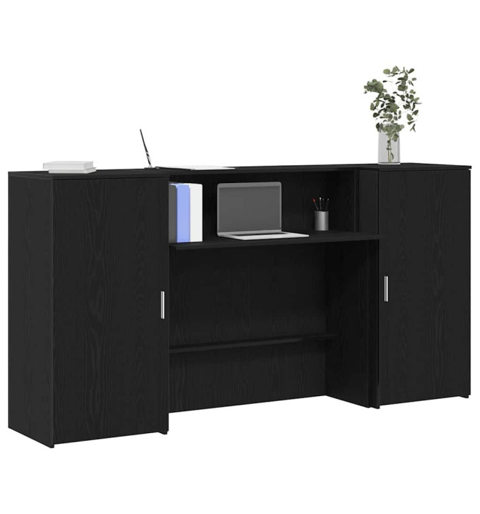 Bureau de réception chêne noir 200x50x103,5cm bois d'ingénierie | Mobilier & Déco