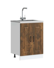 Meuble bas pour évier Kalmar chêne fumé bois d'ingénierie | Mobilier & Déco