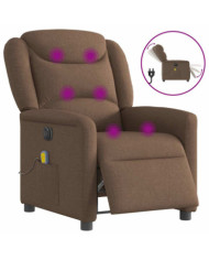 Fauteuil inclinable de massage électrique marron tissu | Mobilier & Déco