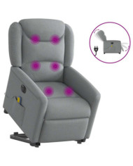 Fauteuil inclinable de massage électrique Gris clair Tissu | Mobilier & Déco
