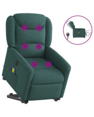 Fauteuil inclinable de massage électrique Vert foncé Tissu | Mobilier & Déco