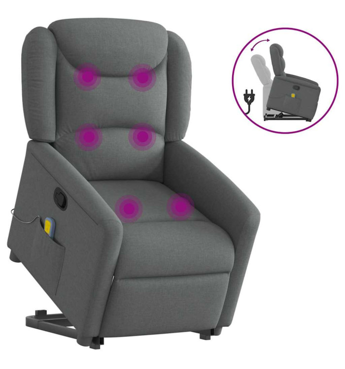 Fauteuil de massage inclinable Gris foncé Tissu | Mobilier & Déco