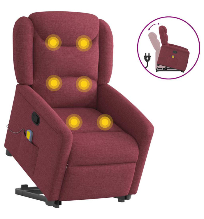Fauteuil inclinable de massage Rouge bordeaux Tissu | Mobilier & Déco