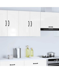 Armoire murale de cuisine Kalmar blanc brillant bois ingénierie | Mobilier & Déco