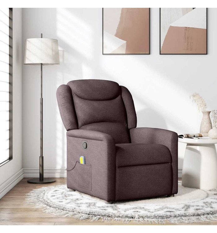 Fauteuil de massage inclinable Marron foncé Tissu | Mobilier & Déco