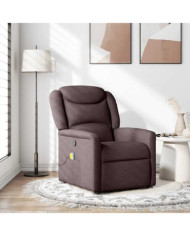 Fauteuil de massage inclinable Marron foncé Tissu | Mobilier & Déco