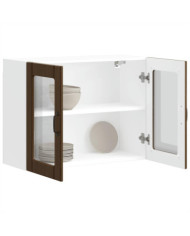 Armoire murale de cuisine et porte en verre Lucca chêne marron | Mobilier & Déco