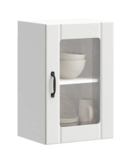 Armoire murale de cuisine avec porte en verre Lucca blanc | Mobilier & Déco