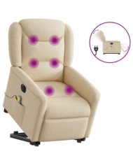 Fauteuil inclinable de massage électrique Crème Tissu | Mobilier & Déco