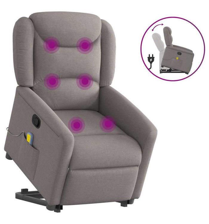 Fauteuil inclinable de massage Taupe Tissu | Mobilier & Déco