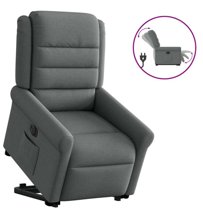 Fauteuil inclinable électrique gris foncé tissu | Mobilier & Déco