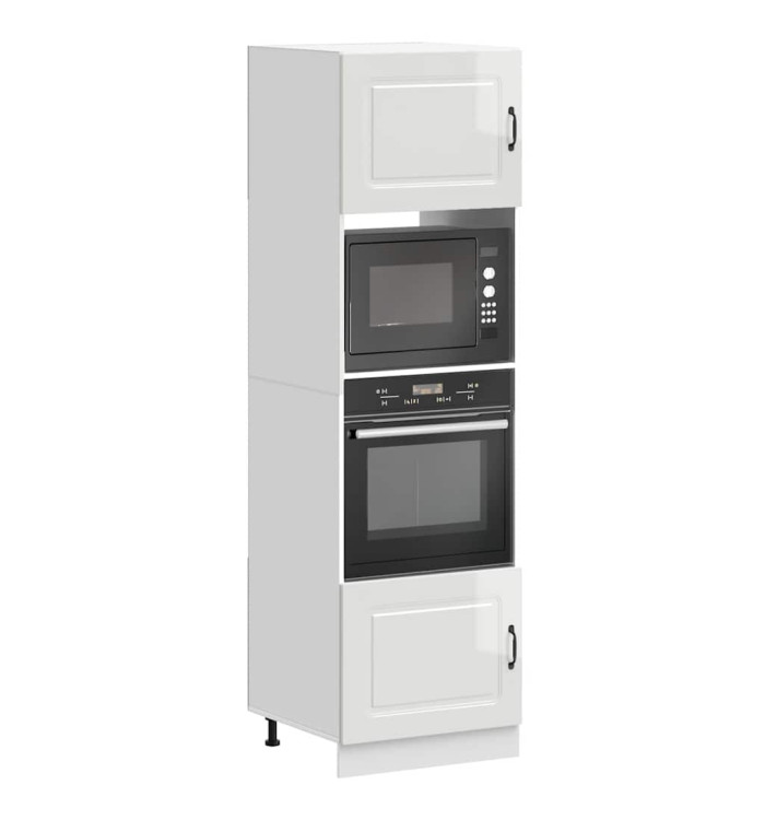 Armoires de four 2 pcs Lucca blanc brillant bois d'ingénierie | Mobilier & Déco
