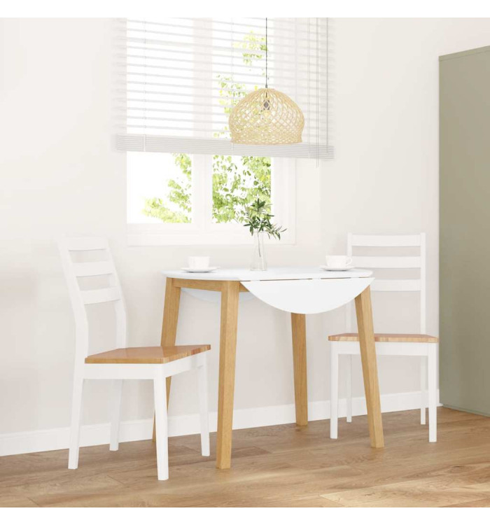 Chaises à manger 2 pcs blanc bois massif caoutchouc | Mobilier & Déco